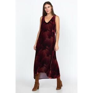Johnny Was Belle Velvet Tank Midi Dress Sleeveless Keyhole Pockets Size Large